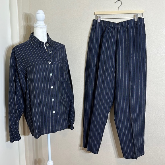 Bryn Walker Linen Oversize LAGENLOOK  Wide Leg 2 Piece Set Women's Size M/L - Picture 1 of 16